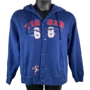 Disney Tigger blue hooded sweatshirt embroidered snap up hoodie size medium
